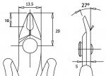 Preview: The image displays technical drawings of a tool. It includes top and side views with dimensions: width 13.5 mm, height 20 mm, and an angle of 27°.