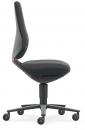 Preview: The office chair has an ergonomic, simple shape. The seat is black with a gentle padding. The backrest is slightly curved. It stands on a five-spoke base with casters.