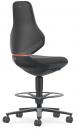 Preview: The chair features an ergonomic backrest and a padded seat, both in black. It stands on a swivel base with five casters and includes a footrest.