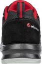 Preview: The image shows the rear view of a black athletic shoe with red accents. The sole is stable and features a grippy, transparent bottom. A logo is visible on the black upper material.