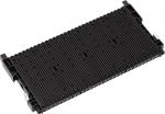 Preview: The image shows a black, rectangular component with a textured surface. It has two small protrusions on each of the longer sides. It appears sturdy and is flat.