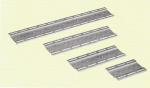 Preview: The image shows four long, narrow metal plates of different lengths. They are flat and have uniform holes in a row along the edges. The background is light.