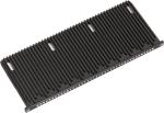 Preview: The image shows a rectangular object with many uniform, vertical grooves. It is black and has small metal parts on one side. It could be a component or a bracket.