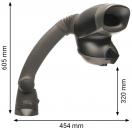 Preview: Das Bild zeigt einen schwarzen Handscanner mit einem flexiblen Arm. Der Arm misst 605 mm in der Höhe und 454 mm in der Breite. Der Scanner hat eine Öffnung an der Spitze, durch die gescannt wird.