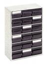 Preview: The image shows a storage cabinet with 20 small drawers. The cabinet has a light, patterned surface and the drawers are darker, likely black or dark gray.