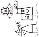 HA-T53-DR45 - Lötspitze Meißelform mit V-Rille T53-DR45