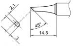 HA-T18-CF2 - Soldering tip cylindrical sloped 45° T18-CF2