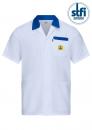 2640.AM161-K - Short coat ESD AM-161 plus short sleeves, white, blue piping