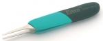 Preview: The image shows a fine tweezer with an ergonomic handle. The handle is green-blue and black, while the tips are made of shiny metal. Ideal for precise work.