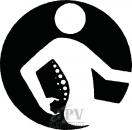 Preview: The image displays a stylized symbol of a person holding a bag or an object, surrounded by a circular border. The design is black and white.