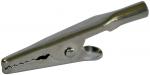 Preview: The image shows a silver metal clothespin. It has a curved shape with two gripping lips that can open and close, and a small spring in the middle.