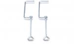 Preview: The image displays two silver metal clips. Each has a C-shape with a long, straight shaft and a small, triangular end. They are arranged next to each other.