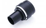 Preview: The image shows a black, cylindrical object with a thick, round end and a narrower, straight end. A white seal is visible, marking the transition between the parts.