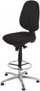 Preview: The chair has a black, padded seat and backrest. It stands on a chrome-plated base with casters and features a glide mechanism for height adjustment.