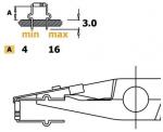 Preview: Das Bild zeigt technische Zeichnungen. Oben ist ein Querschnitt mit Höhenangaben (3.0) und Mindest- (4) sowie Höchstwert (16) für eine Dimension gekennzeichnet. Unten ist eine seitliche Ansicht eines Objekts.