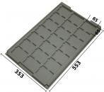 032.T-240 - Vacuum-formed insert T-240 553 x 353 x 29 mm, 21 compartments ESD 