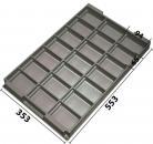 032.T-241 - Vacuum-formed insert T-241 553 x 353 x 46 mm, 21 compartments ESD 