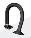 Preview: The image shows a flexible, black hose with a curved shape. It is attached to a base and ends in a wide, flat opening.