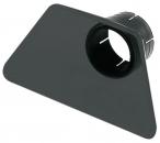 Preview: The image shows a triangular, black object with a round opening in the middle. It has a smooth surface and a slightly curved shape that resembles a funnel.