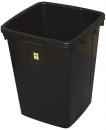 Preview: The image shows a rectangular, black trash can without a lid. It has grippy side walls and a yellow warning marking on the front. The edges are slightly rounded.