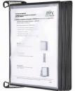Preview: The image shows a black folder with several transparent pockets. Visible in the pockets are documents, some of which are partially written on. The folder has clips and appears organized.